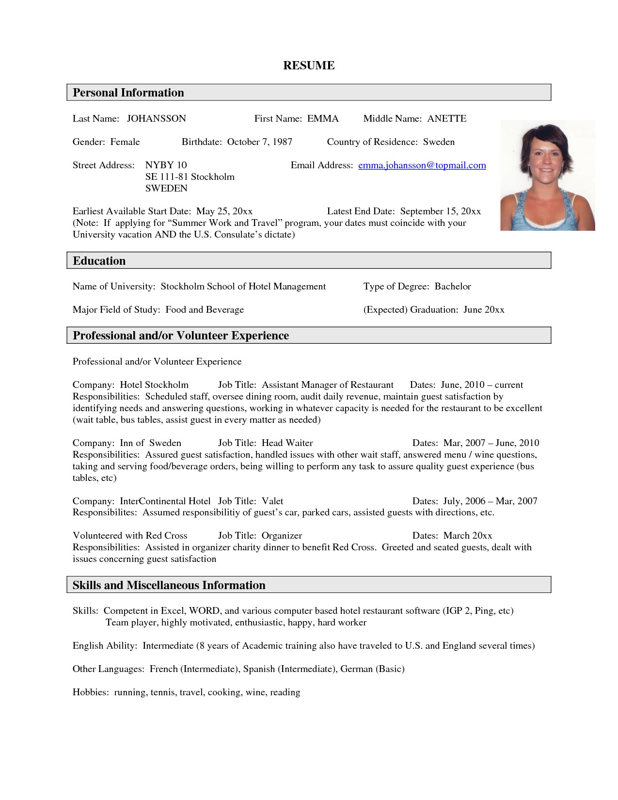 high school student resume templates no work experience