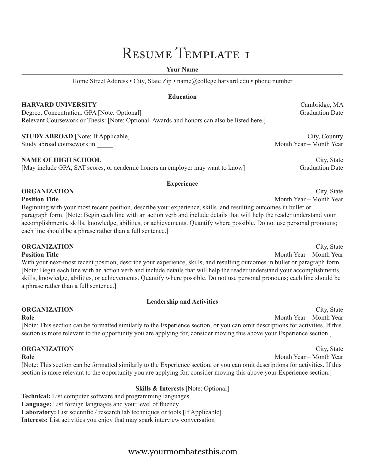 resume personal information
