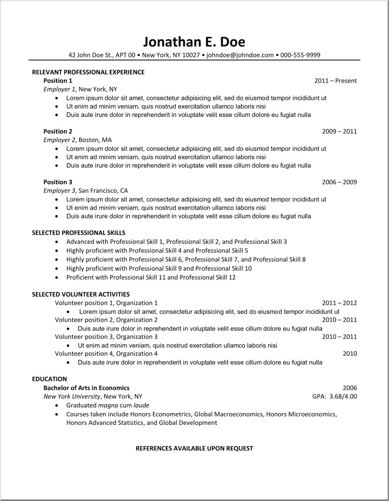 simple resume template 2017