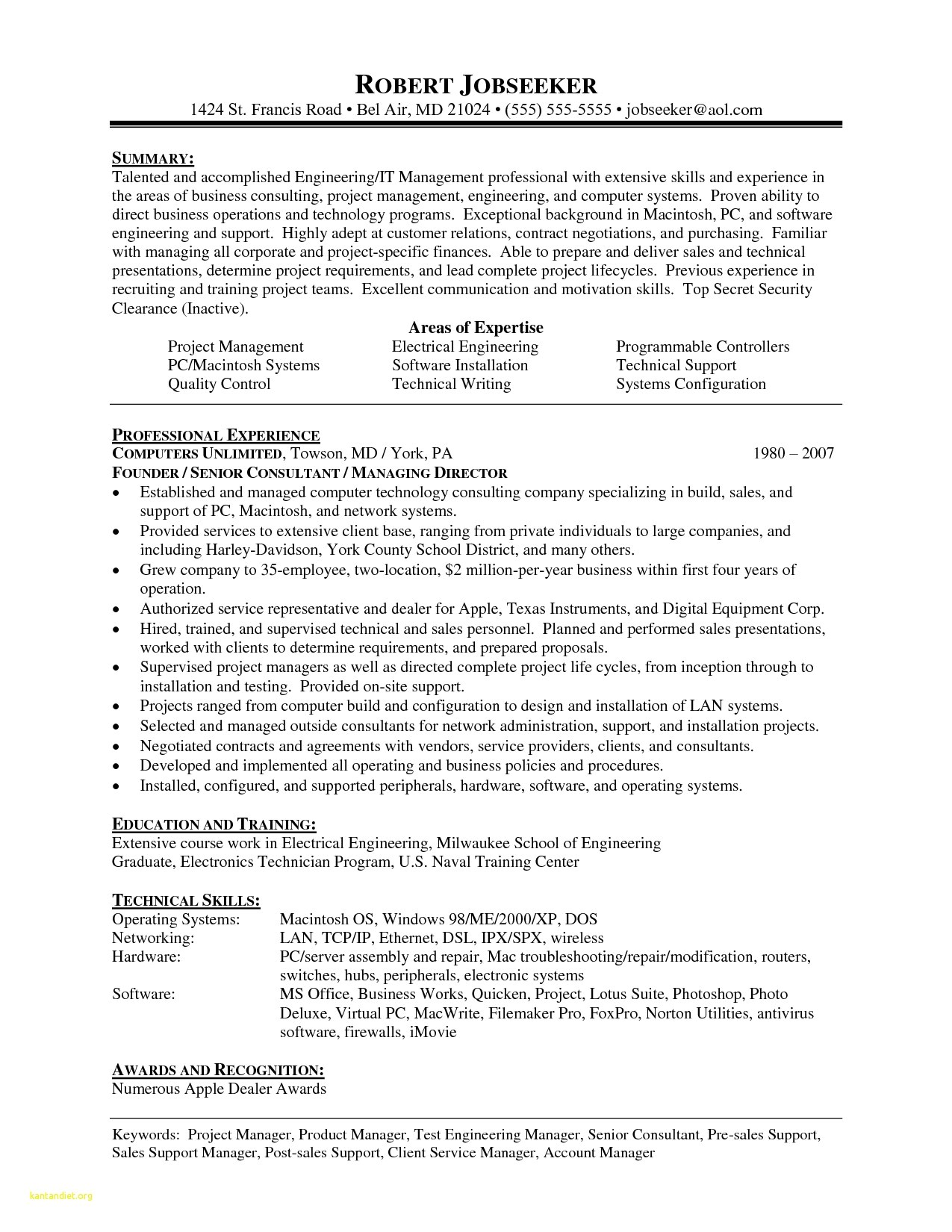 consulting resume sample