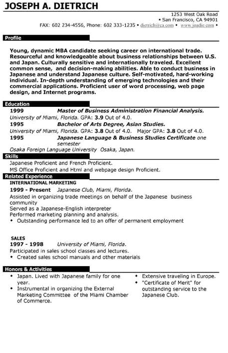 fresh graduate two page resume