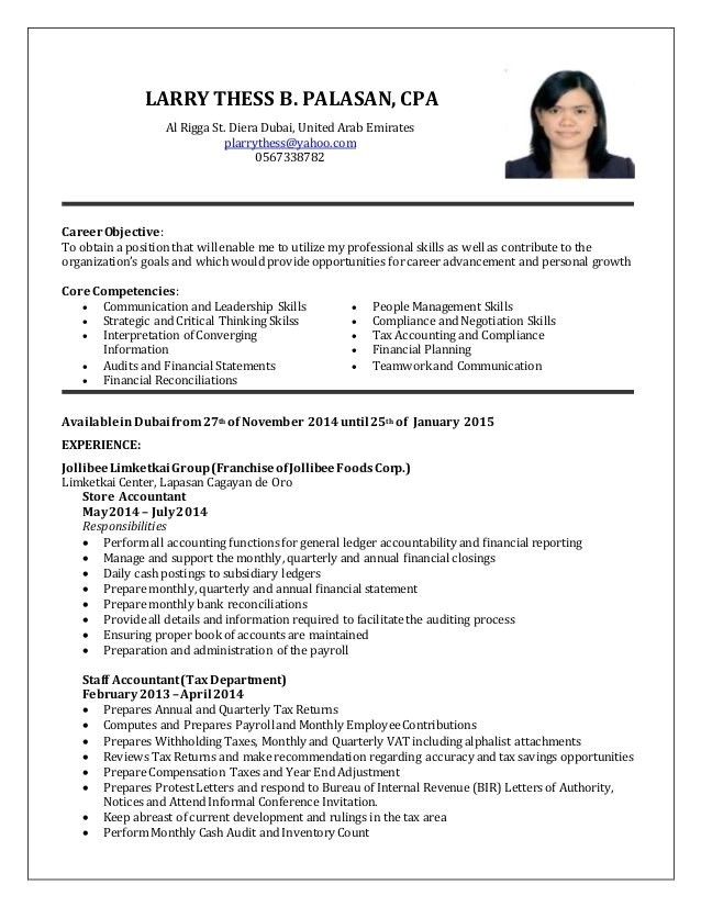 resume sample for fresh graduate accounting