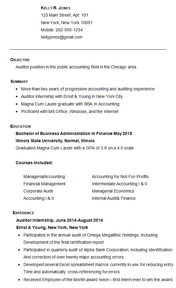 college resume template