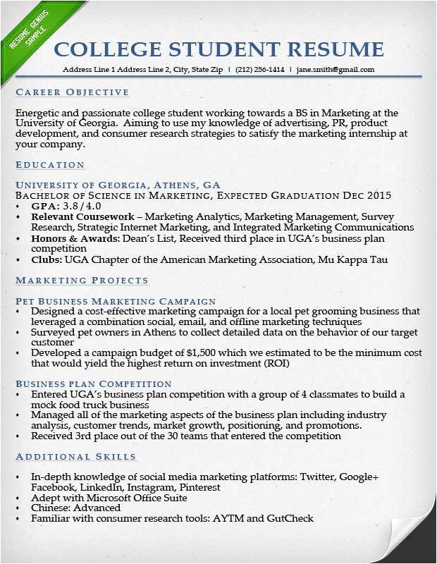 Sample Resume for College Student Internship Resume Samples Writing Guide Resume Genius
