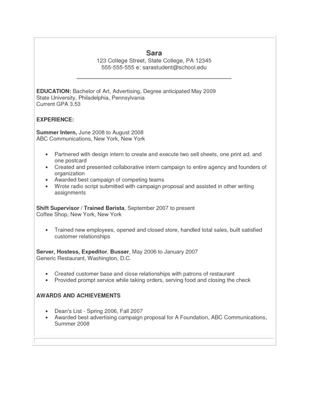 Sample Resume for College Students Still In School Sample Resume for College Students Still In School