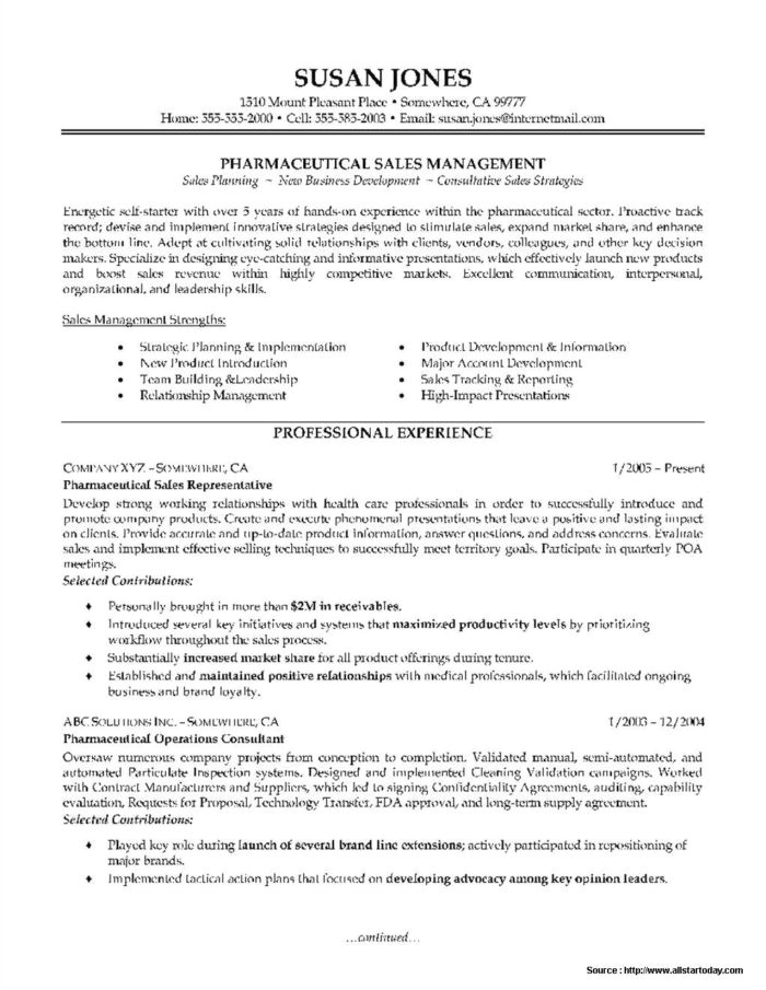 sample resume format for experienced sales executive