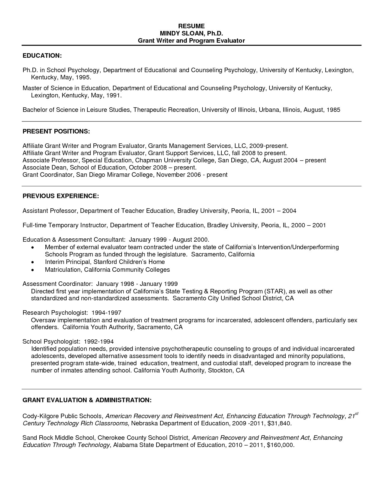 sample graduate school resume resume example school psychologist