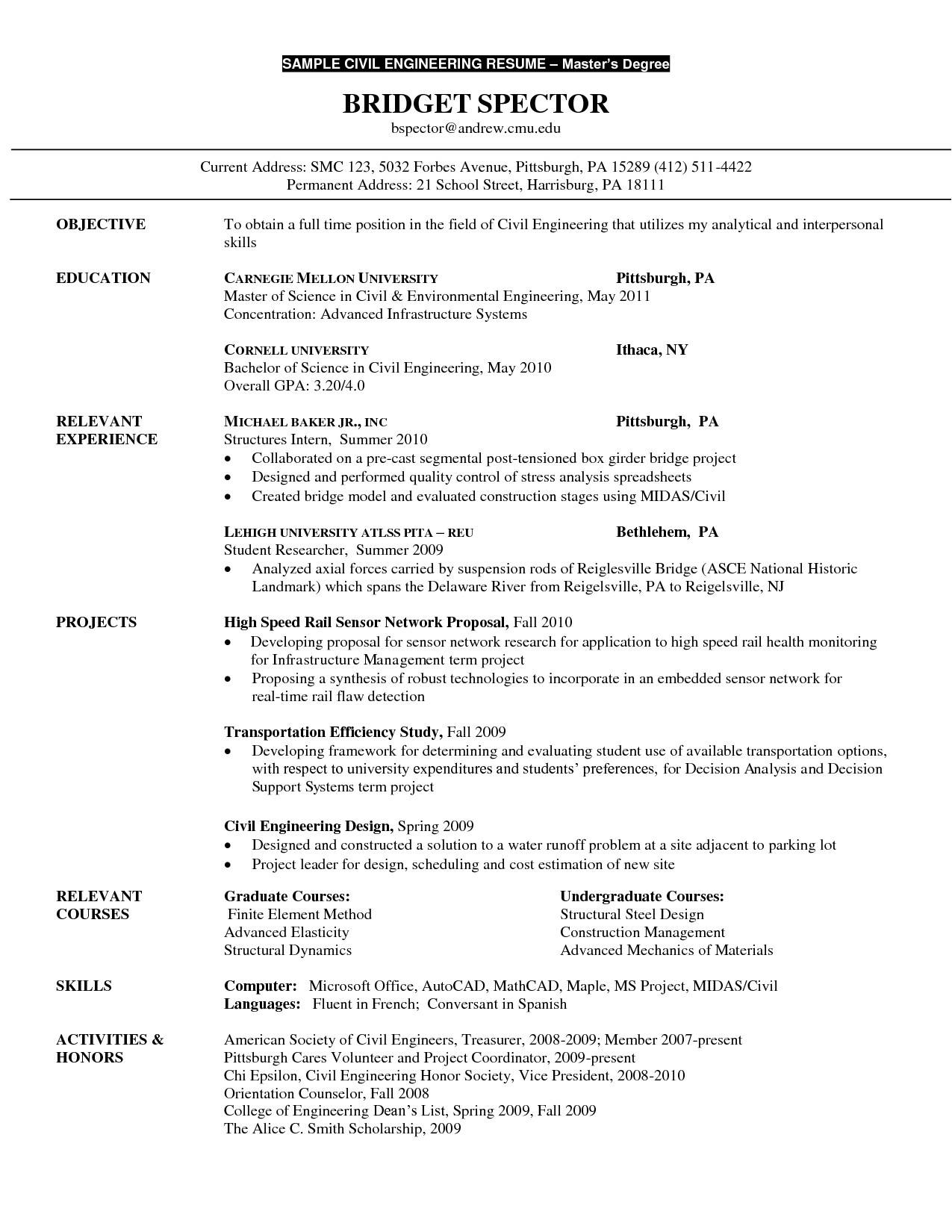 resume examples masters degree
