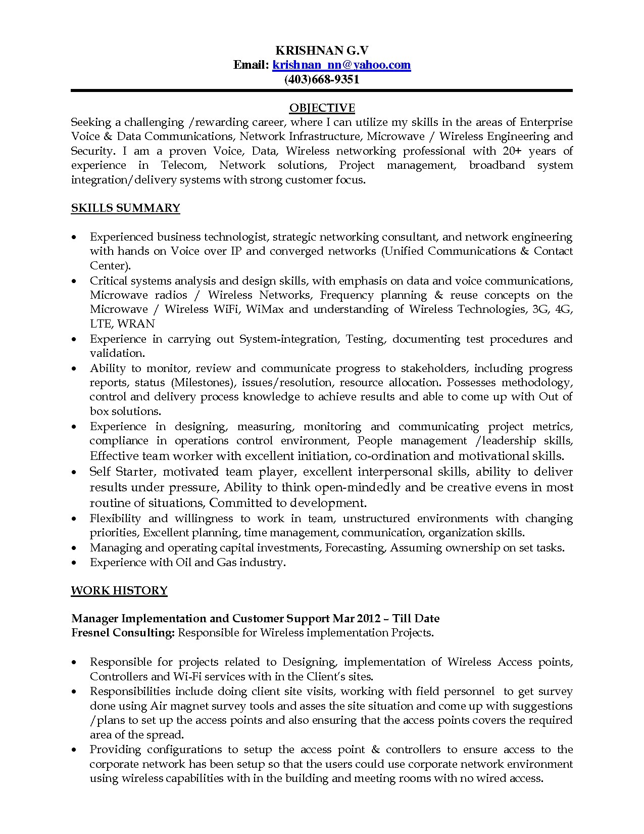 sample resume for project manager it software india