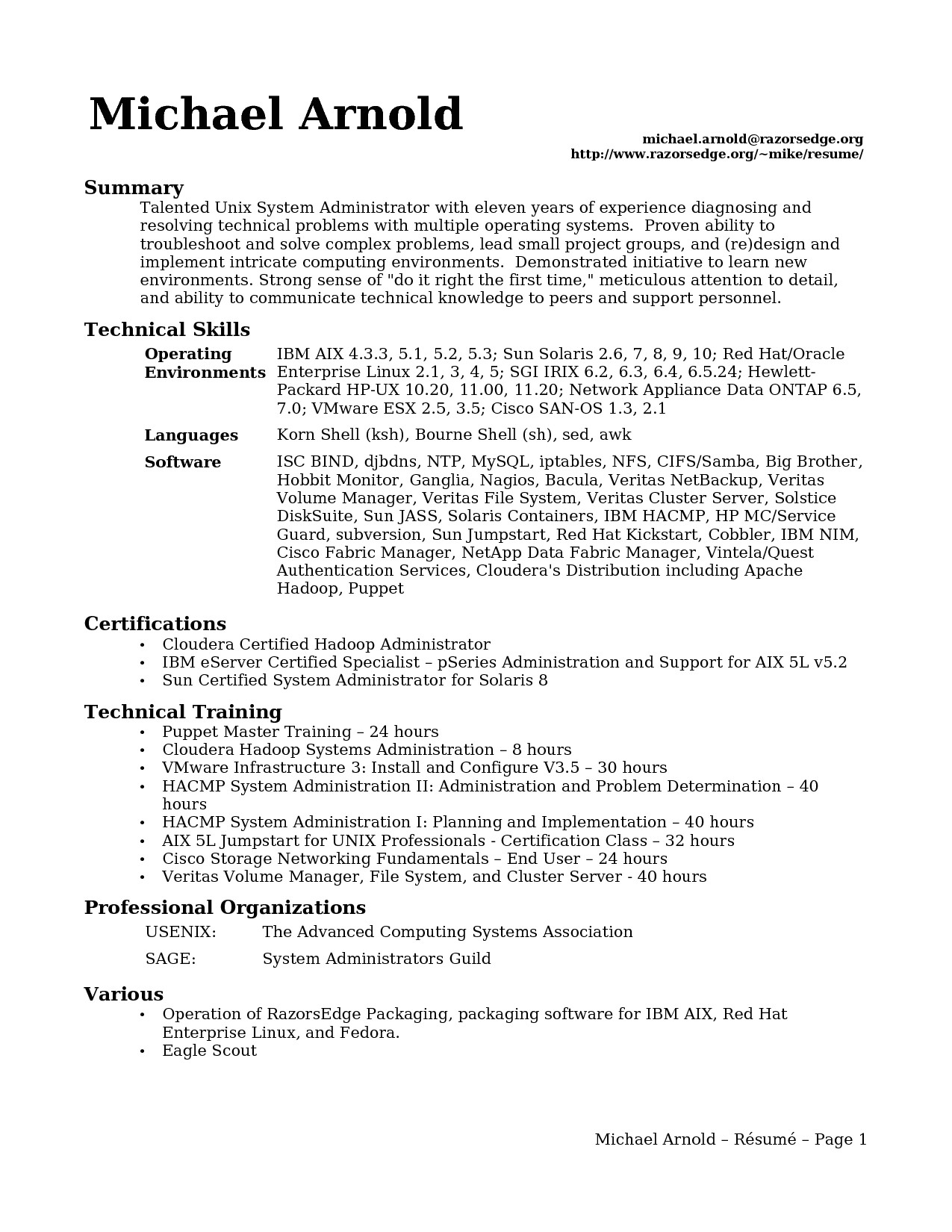 system administrator resume sample pdf