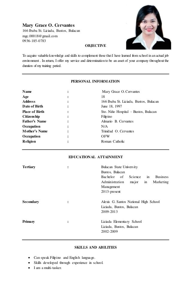 Sample Resume for tourism Students 1 Sample Resume for tourism Students Resume format for Ojt Sample Skills tourism Students