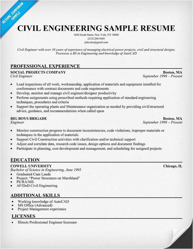civil engineering resume template