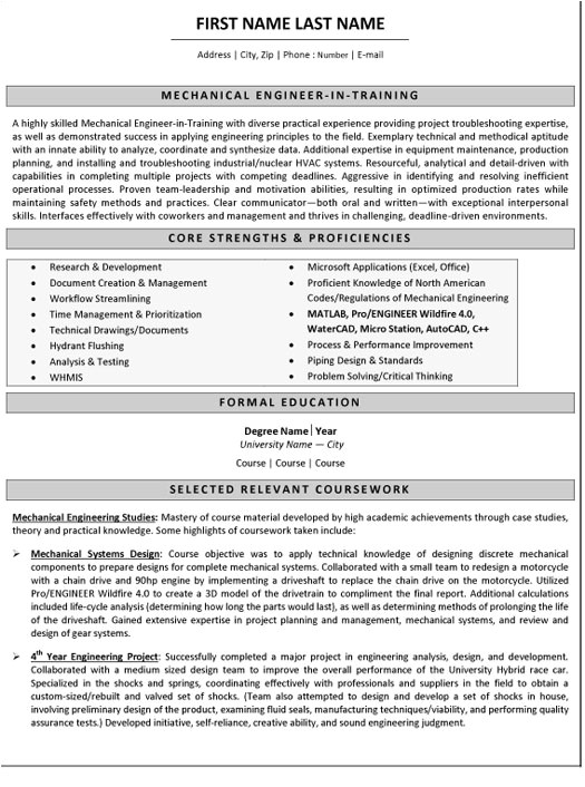 Sample Resume Of A Mechanical Engineer top Engineer Resume Templates Samples