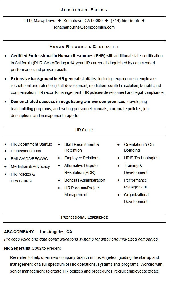 Sample Resume Of Hr Generalist 1 Sample Resume Of Hr Generalist 21 Hr Resume Templates Doc Free Premium Templates