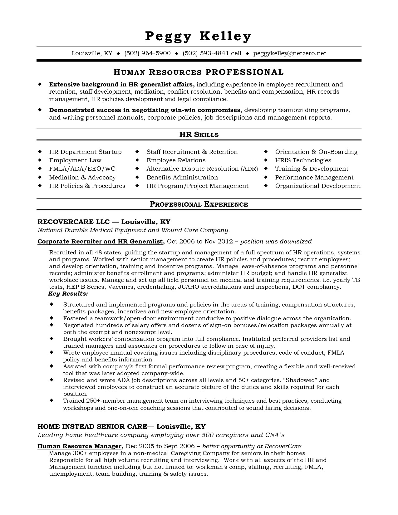 sample hr generalist resume easy samples entry level human resources cover letter