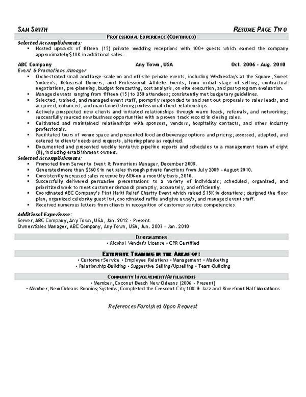 resume examples promotion within same company