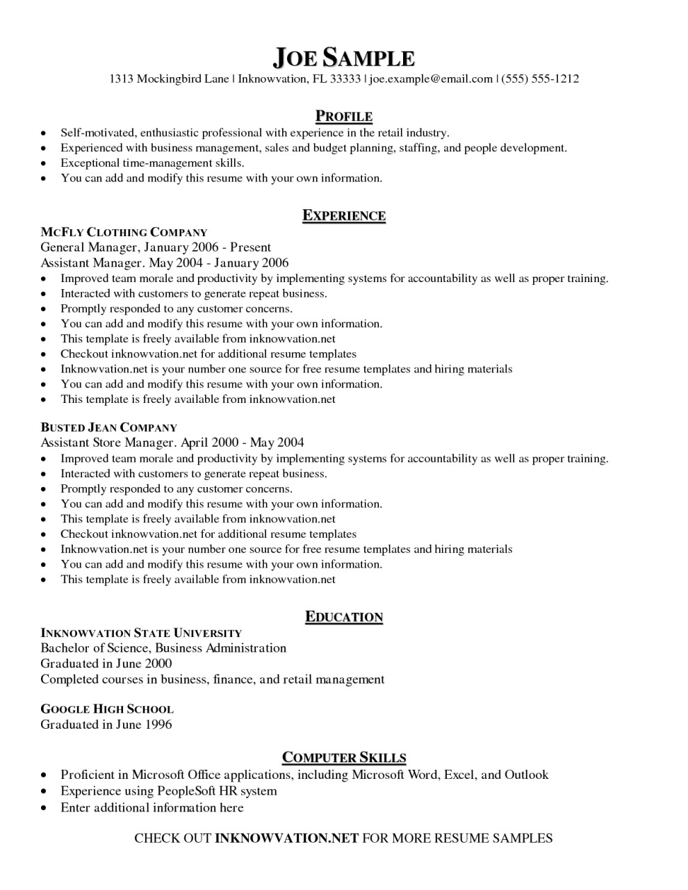 free easy resume template