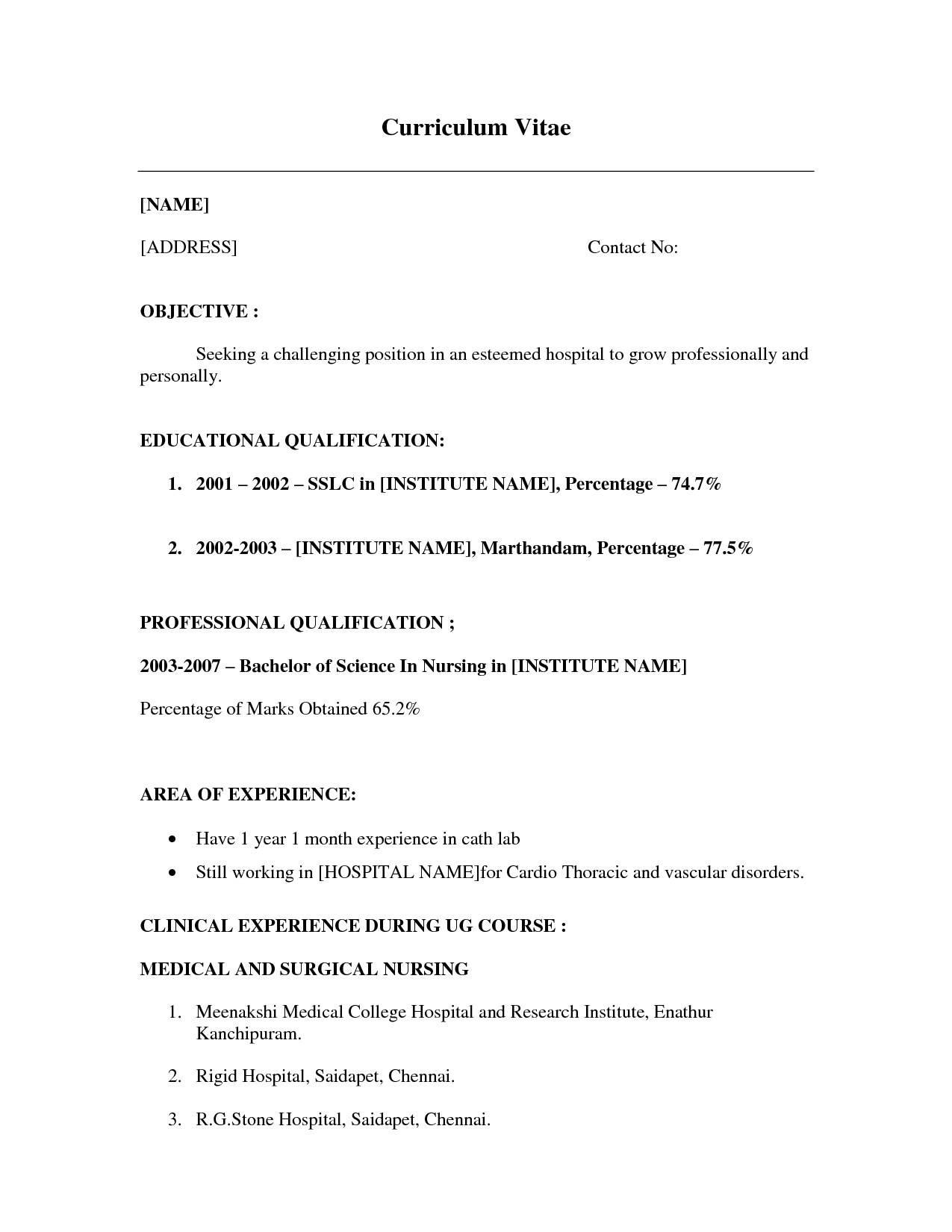 example of resume with no work experience