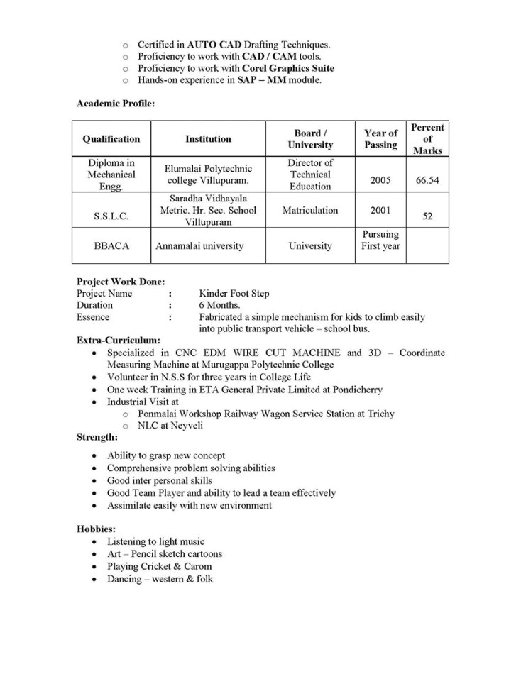sap bi sample resume for 2 years experience