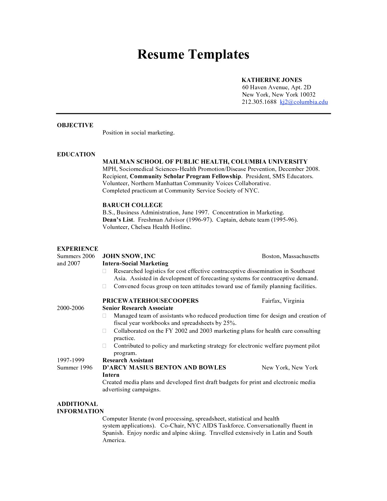 examples of teen resumes