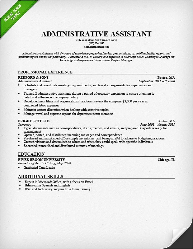 Samples Of Resumes for Administrative assistant Positions 1 Samples Of Resumes for Administrative assistant Positions Administrative assistant Resume Sample Resume Genius