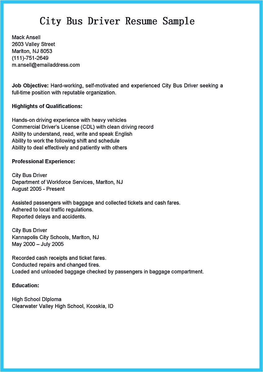 stunning bus driver resume to gain the serious bus driver job