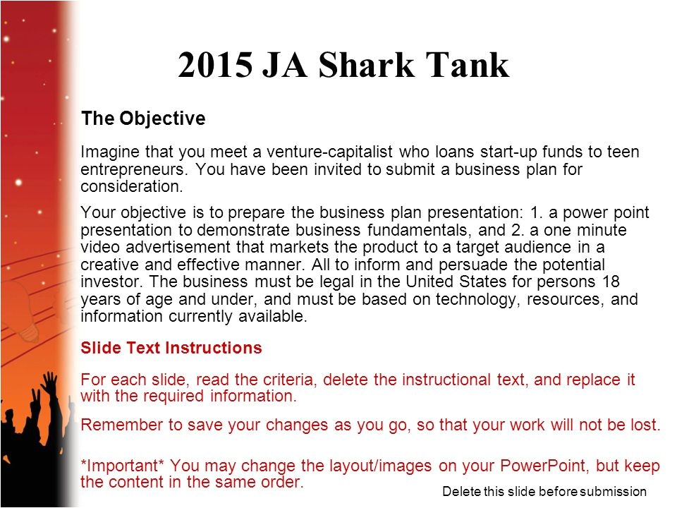 Shark tank business plan example picture