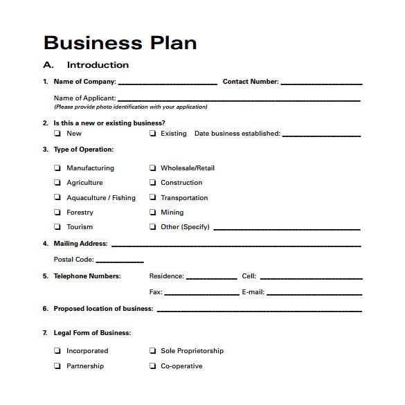business plan template free 1754