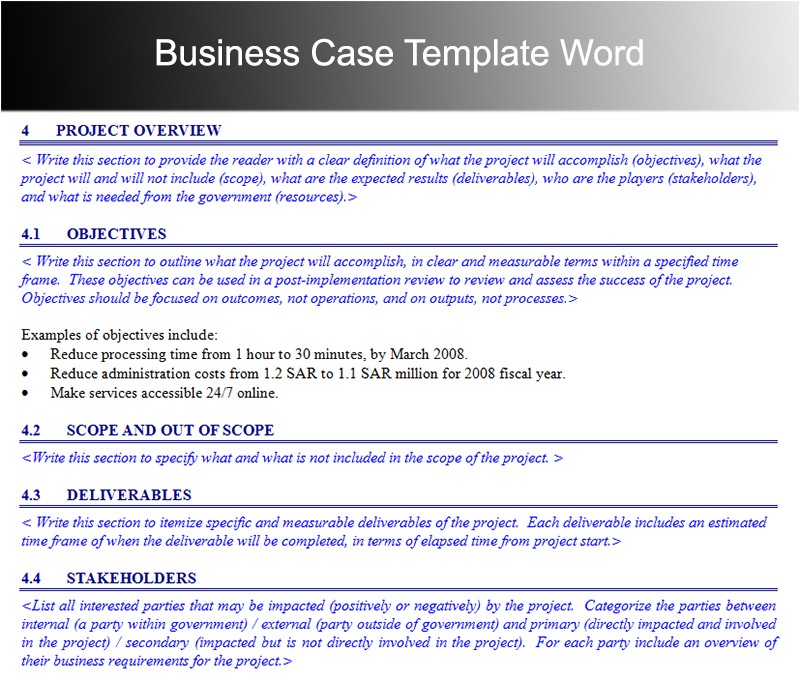 business case template 5388