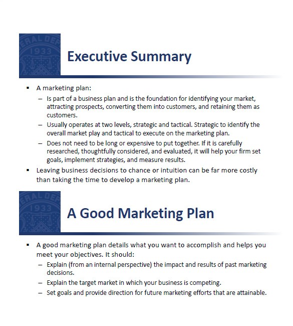 sample small business marketing plan
