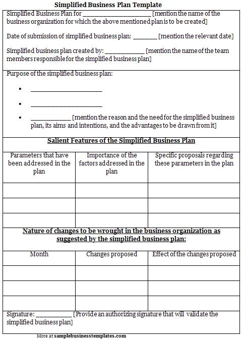 free small business plan template