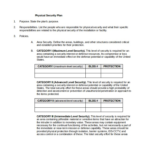 Small Business Security Plan Template 10 Security Plan Templates Sample Templates