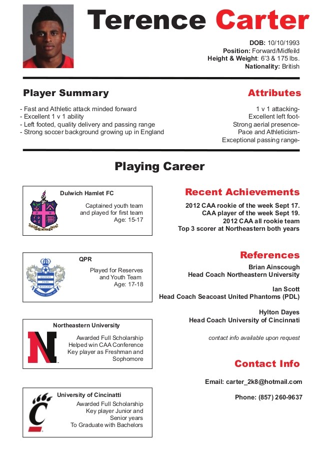 soccer cv resume