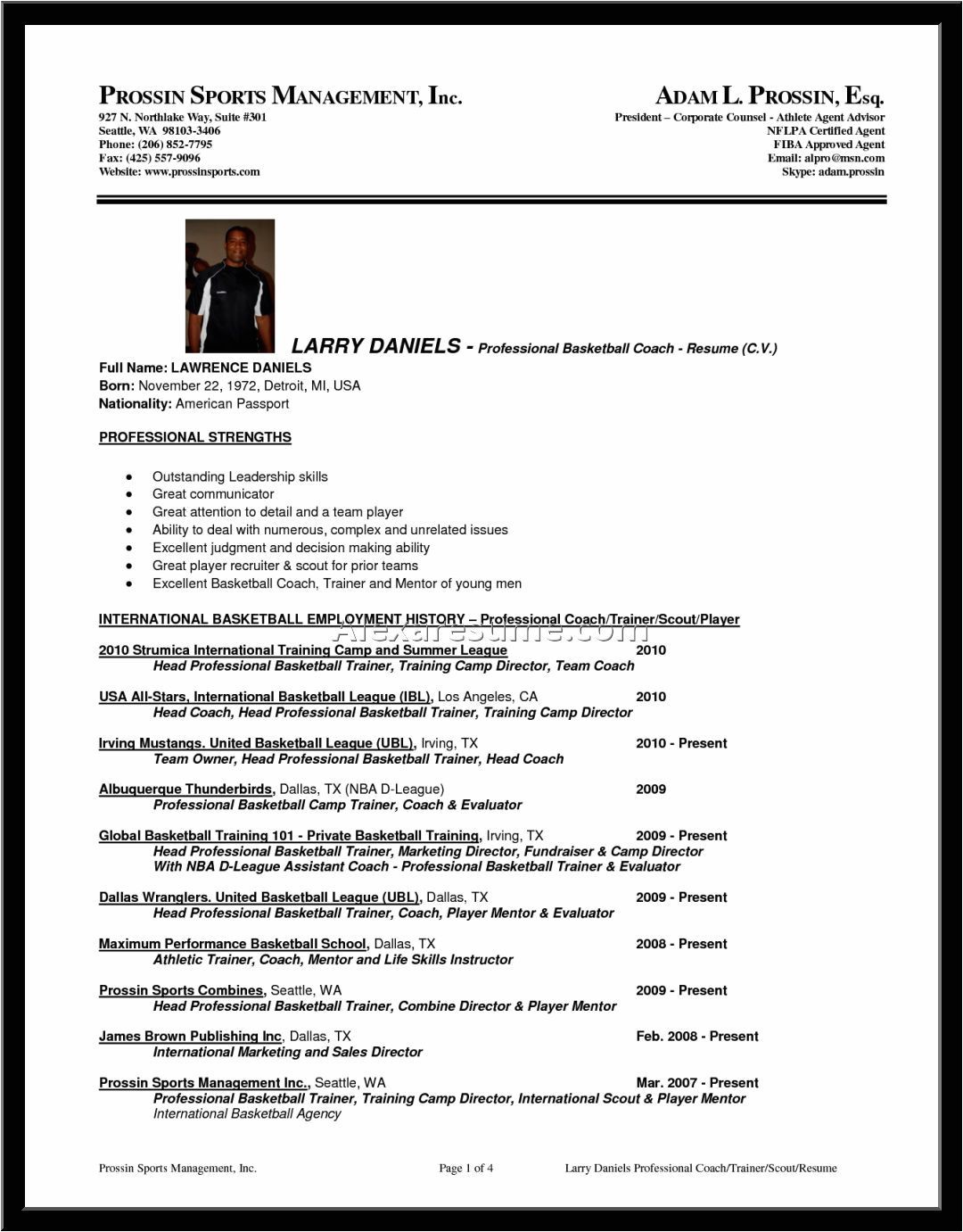 soccer player resume example