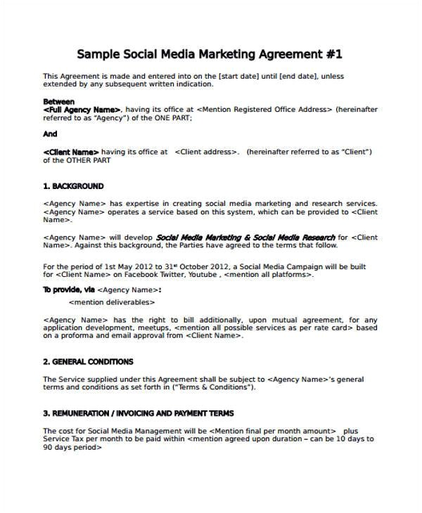 sample marketing agreement form