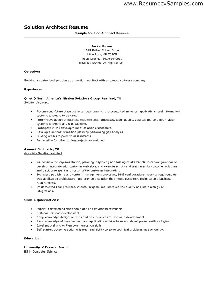 46 solution architect resume sample primary