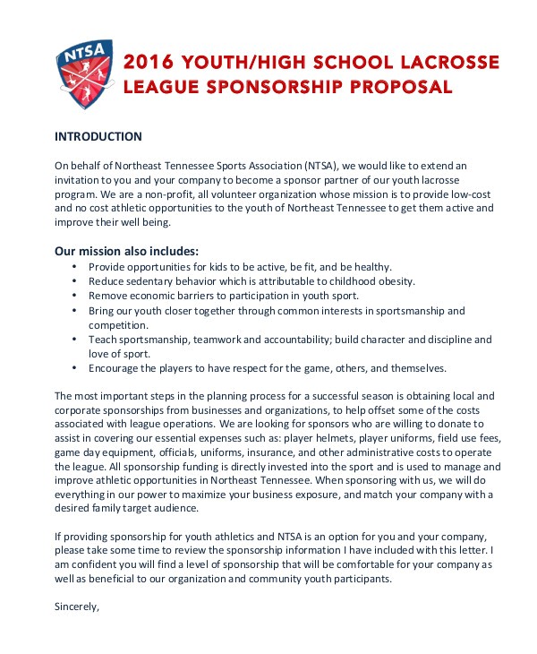 Sports Team Sponsorship Proposal Template 11 Sports Sponsorship Proposal Templates Free Sample