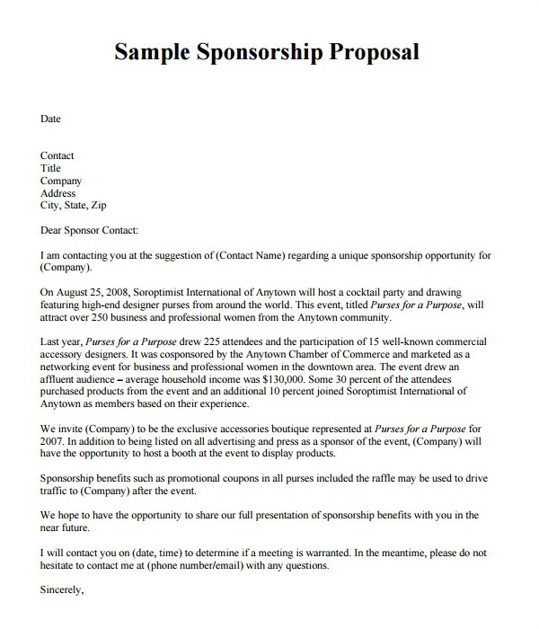sponsorship proposal template