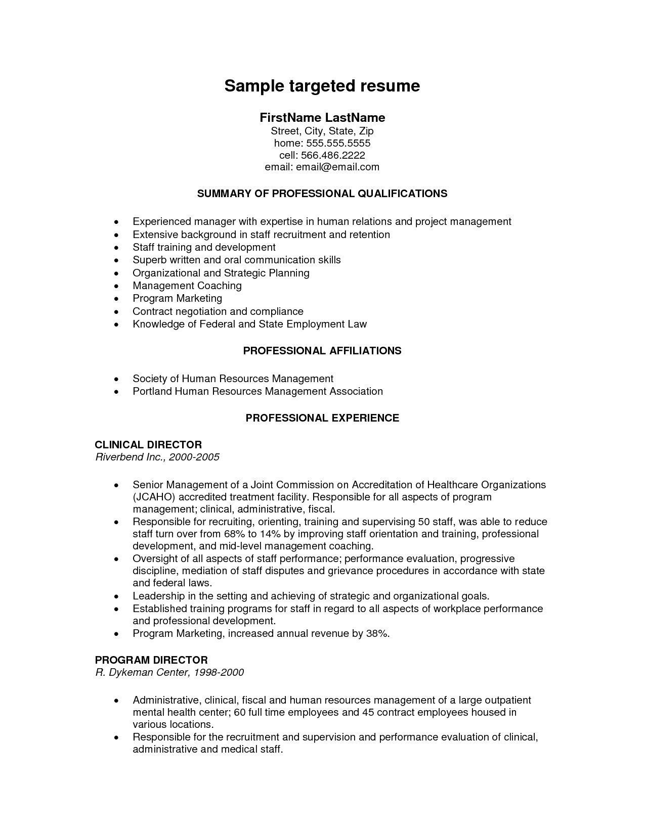 targeted resume template