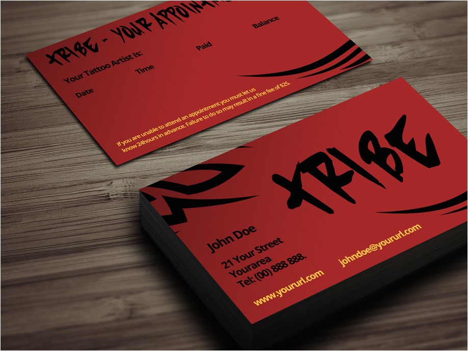business card template psd in tatto style