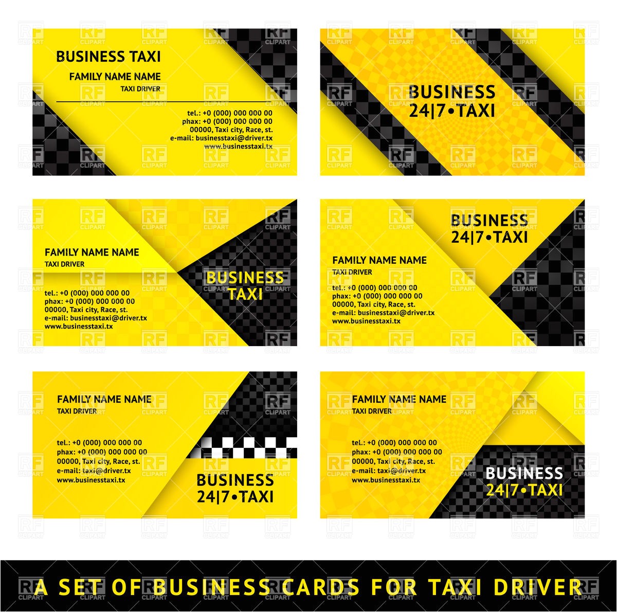 business card taxi yellow templates 17183 vector clipart