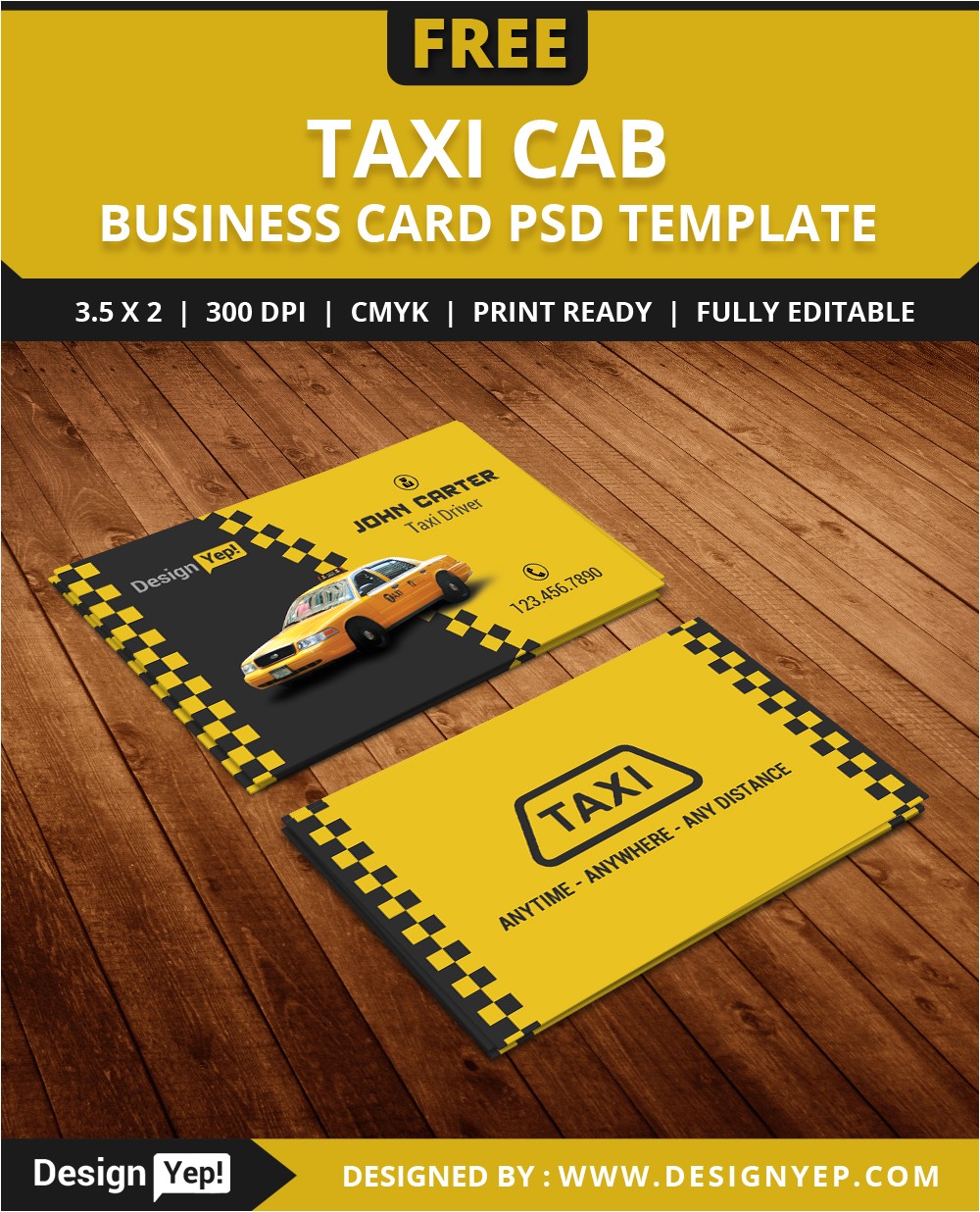 free taxi cab business card template psd