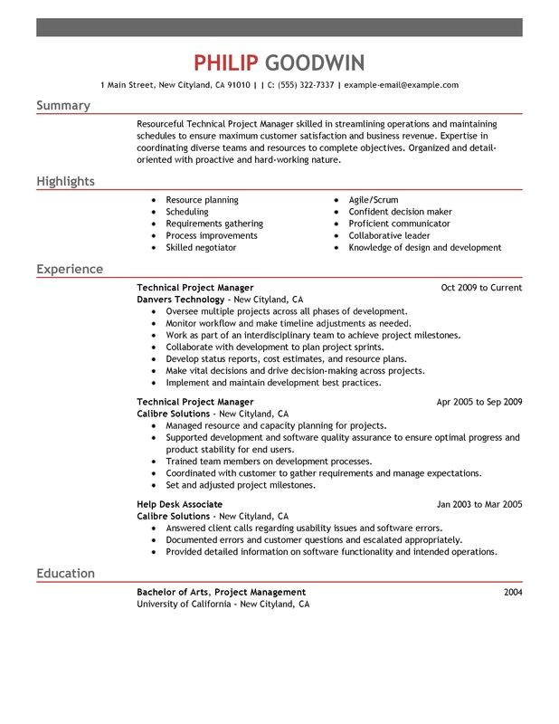 Technical Manager Resume Samples Technical Project Manager Resume Examples Free to Try