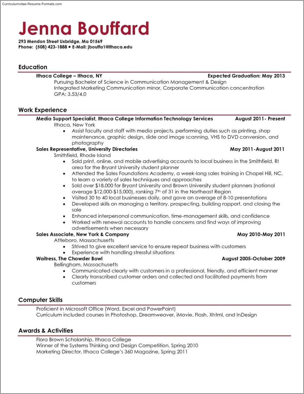 college resume template download