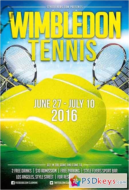 39113 tennis wimbledon psd flyer template facebook cover