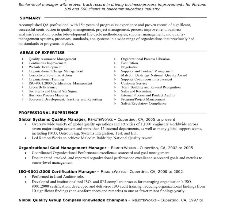 test manager resume template