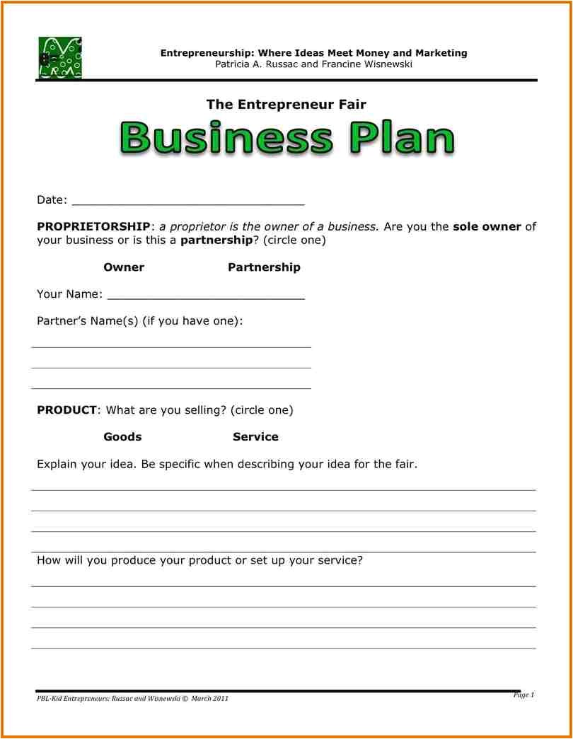 spreadsheet for business plan