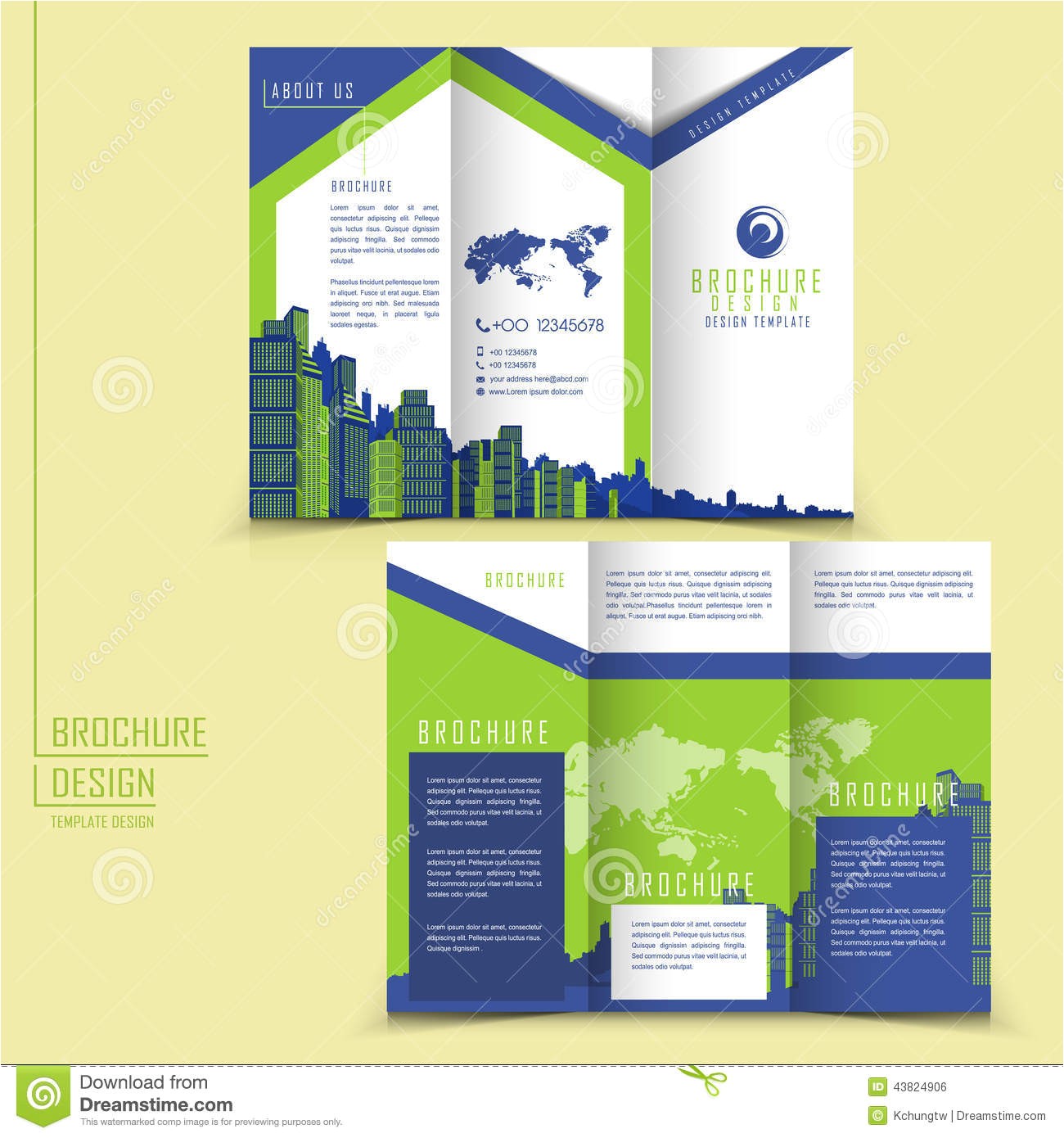 stock illustration modern style tri fold brochure template business advertising buildings elements image43824906