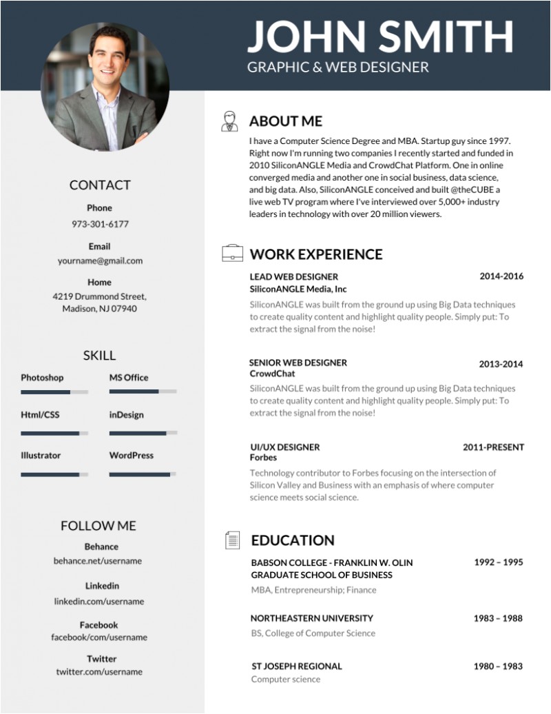 Top Resume Template 50 Most Professional Editable Resume Templates for Jobseekers