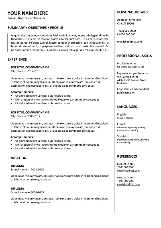 gastown traditional resume template